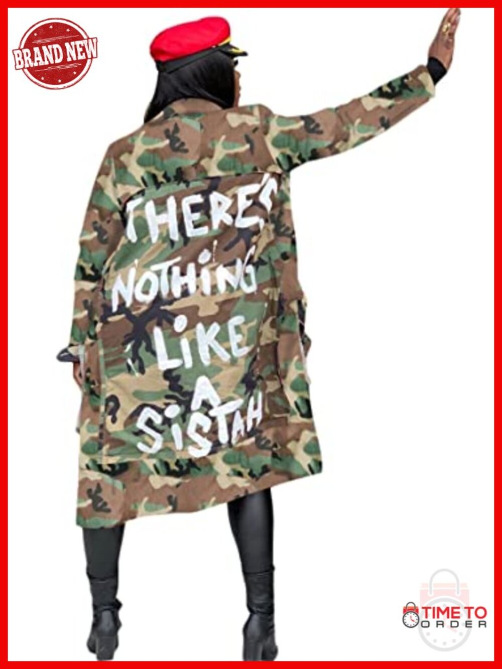 Women's Camouflage Trench Coat Long Sleeve Army Fatigue Jacket Plus Size